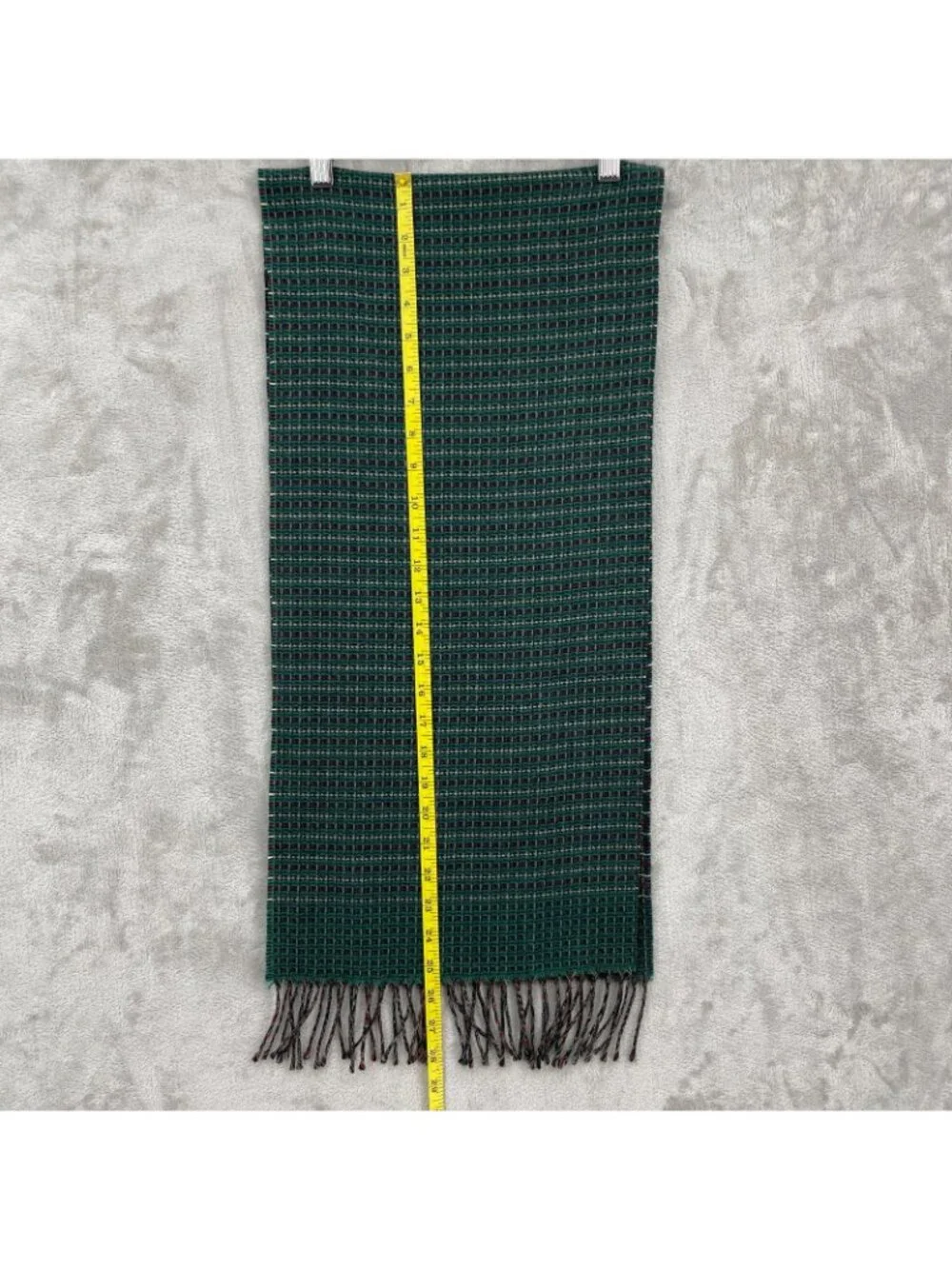 Vintage Christian Dior Cashmaire Acrylic Woven Rectangle Fringe Plaid Scarf